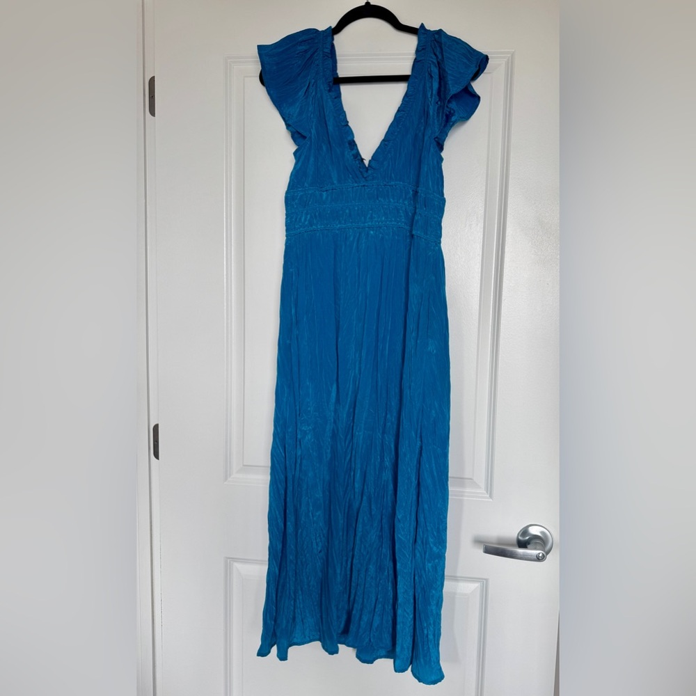 NWT! J. Crew Palermo dress in viscose-blend crinkle, Nordic Sea Blue, Size Small - Picture 10 of 16